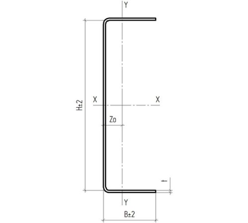 U-образный профиль 70x55x3000-1,2 мм, оцинкованный