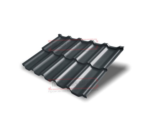 Металлочерепица модульная Квинта Uno 3D RAL7016 Drap-0,45