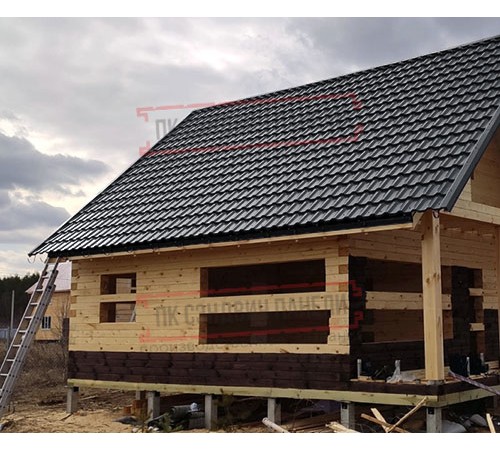 Металлочерепица модульная Квинта Uno 3D RAL7024 Rooftop Matte-0,5
