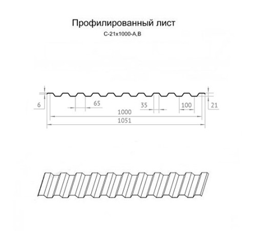 Профнастил нержавеющий С21 0.75 AISI 430