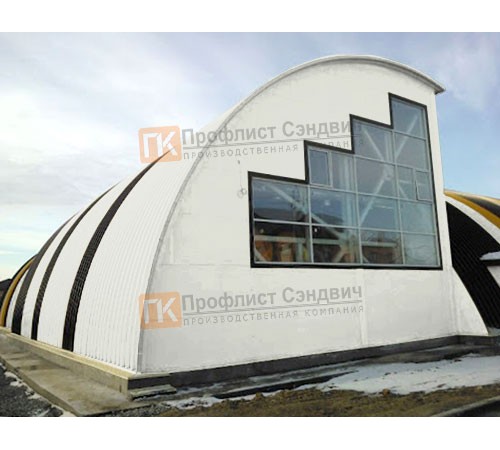 Сэндвич-панели арочные с пенополиизоциануратом, ширина 1000 мм, толщина 60 мм, 0.5/0.5, RAL9003
