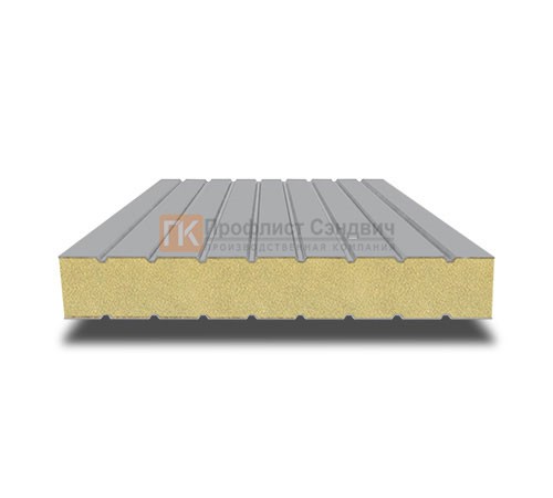 Сэндвич панели без замков с пенополиизоциануратом, ширина 1200 мм, толщина 20 мм, 0.5/0.5, RAL7004