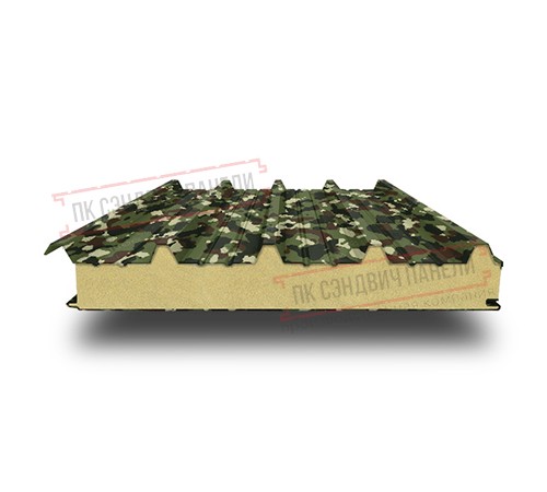 Сэндвич панели кровельные с пенополиуретаном, ширина 1200 мм, толщина 30 мм, 0.5/0.5, милитари
