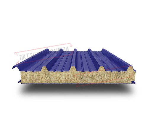 Сэндвич панели кровельные с минеральной ватой, ширина 1200 мм, толщина 140 мм, 0.5/0.5, RAL5002