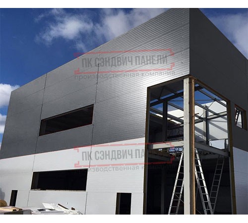 Угловая сэндвич-панель вертикальная из пенополиуретана, 0.5/0.5, ширина 1200 мм, толщина 50 мм, RAL7024