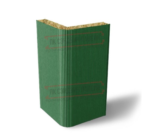 Угловая сэндвич-панель вертикальная из минеральной ваты, 0.5/0.5, ширина 1000 мм, толщина 200 мм, RAL6002