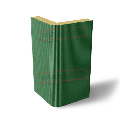 Угловая сэндвич-панель вертикальная из пенополиуретана, 0.5/0.5, ширина 1000 мм, толщина 20 мм, RAL6002