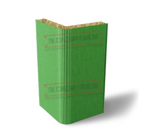 Угловая сэндвич-панель вертикальная из минеральной ваты, 0.5/0.5, ширина 1000 мм, толщина 200 мм, RAL6018