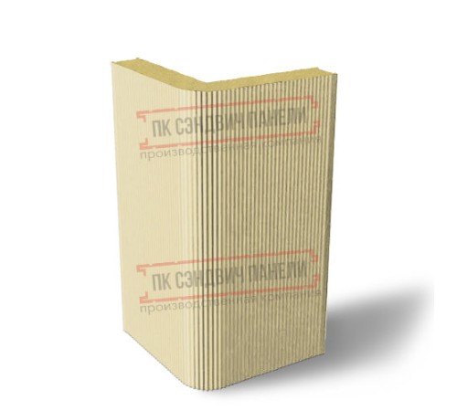 Угловая сэндвич-панель вертикальная из пенополиизоцианурата, 0.5/0.5, ширина 1200 мм, толщина 40 мм, RAL1014