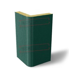 Угловая сэндвич-панель вертикальная из пенополиизоцианурата, 0.5/0.5, ширина 1200 мм, толщина 220 мм, RAL6005
