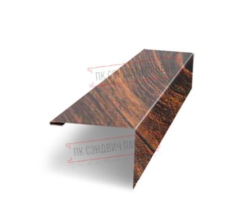 Нащельник (для калиток и ворот) 25х35 жалюзи Milan, Tokyo, Palermo 0,45 Print EliteChestnut Wood (L1,68) (обратная сторона серая)